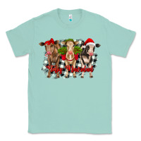 Seafoam feliz navidad heifers front view Classic Tee - RanaPortraitStore