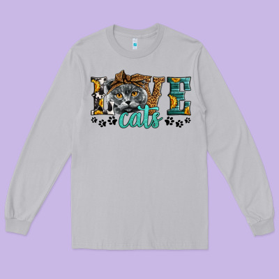 Love Cats Scottish Fold Long Sleeve Tee Designed By Lillyallendesigns