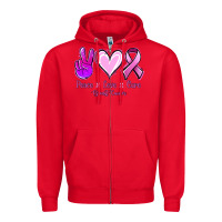 Red Peace love cure Breast Cancer Zipper Hoodie - NancyCooperArtShop