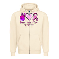 Sandshell Peace love cure Breast Cancer Zipper Hoodie - NancyCooperArtShop