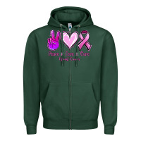 Sports Green Peace love cure Breast Cancer Zipper Hoodie - NancyCooperArtShop