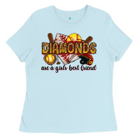 Baby Blue diamonds are a girls best friends Ladies Tee - RanaPortraitStore