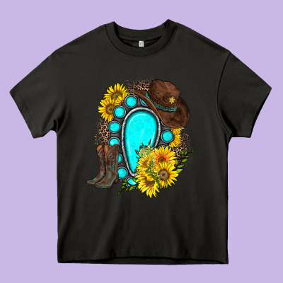 Western Turquoise Gemstone Heavy Core Tee Designed By Zillion Design Studio