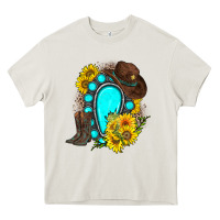 Cream western turquoise gemstone Heavy Core Tee - Zillion Design Studio
