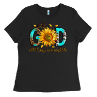 Black with god all things possible Ladies Tee - RanaPortraitStore