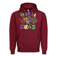 Burgundy mardi gras Zipper Hoodie - MaliasSmallBusiness
