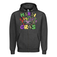Charcoal Heather mardi gras Zipper Hoodie - MaliasSmallBusiness