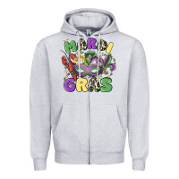 Heather Grey mardi gras Zipper Hoodie - MaliasSmallBusiness