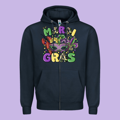 Mardi Gras Zipper Hoodie Designed By Maliassmallbusiness