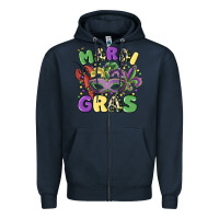 Navy mardi gras Zipper Hoodie - MaliasSmallBusiness