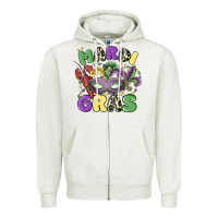 Oatmeal Heather mardi gras Zipper Hoodie - MaliasSmallBusiness
