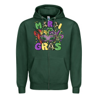 Sports Green mardi gras Zipper Hoodie - MaliasSmallBusiness