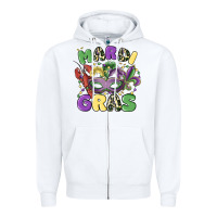 White mardi gras Zipper Hoodie - MaliasSmallBusiness