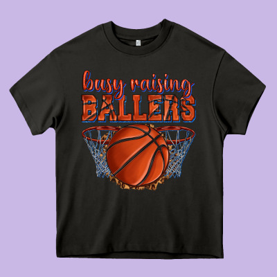 Busy Raising Ballers Basketball Heavy Core Tee Designed By Texasbilliewilder