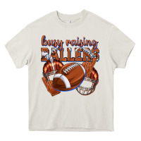 Cream busy raising ballers football Heavy Core Tee - texasbilliewilder