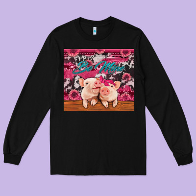 Be Mine Valentine's Day Pigs Long Sleeve Tee Designed By Jasminsmagicworld