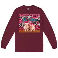 Burgundy be mine valentine's day pigs Long Sleeve Tee - Jasminsmagicworld