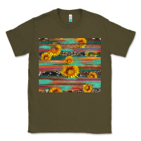 Army Green sunflower serape wood and cowhide Classic Tee - Artiststas