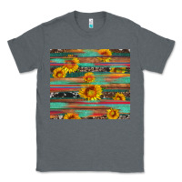 Charcoal Heather sunflower serape wood and cowhide Classic Tee - Artiststas