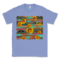 Colony Blue sunflower serape wood and cowhide Classic Tee - Artiststas