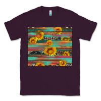 Plum sunflower serape wood and cowhide Classic Tee - Artiststas