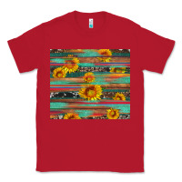 Red sunflower serape wood and cowhide Classic Tee - Artiststas