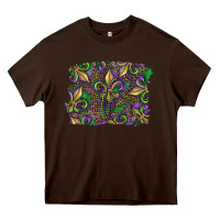 Chocolate Brown Mardi Gras Fleur De Lis Heavy Core Tee - RanaPortraitStore