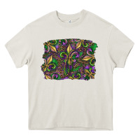Cream Mardi Gras Fleur De Lis Heavy Core Tee - RanaPortraitStore