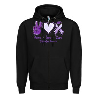 Black Peace love cure Testicular Cancer Zipper Hoodie - NancyCooperArtShop