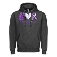 Charcoal Heather Peace love cure Testicular Cancer Zipper Hoodie - NancyCooperArtShop