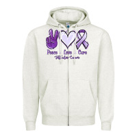 Oatmeal Heather Peace love cure Testicular Cancer Zipper Hoodie - NancyCooperArtShop