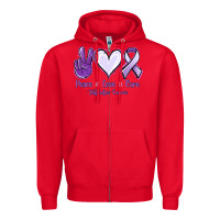 Red Peace love cure Testicular Cancer Zipper Hoodie - NancyCooperArtShop
