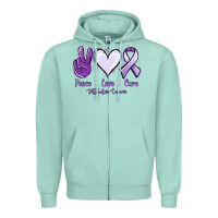 Seafoam Peace love cure Testicular Cancer Zipper Hoodie - NancyCooperArtShop