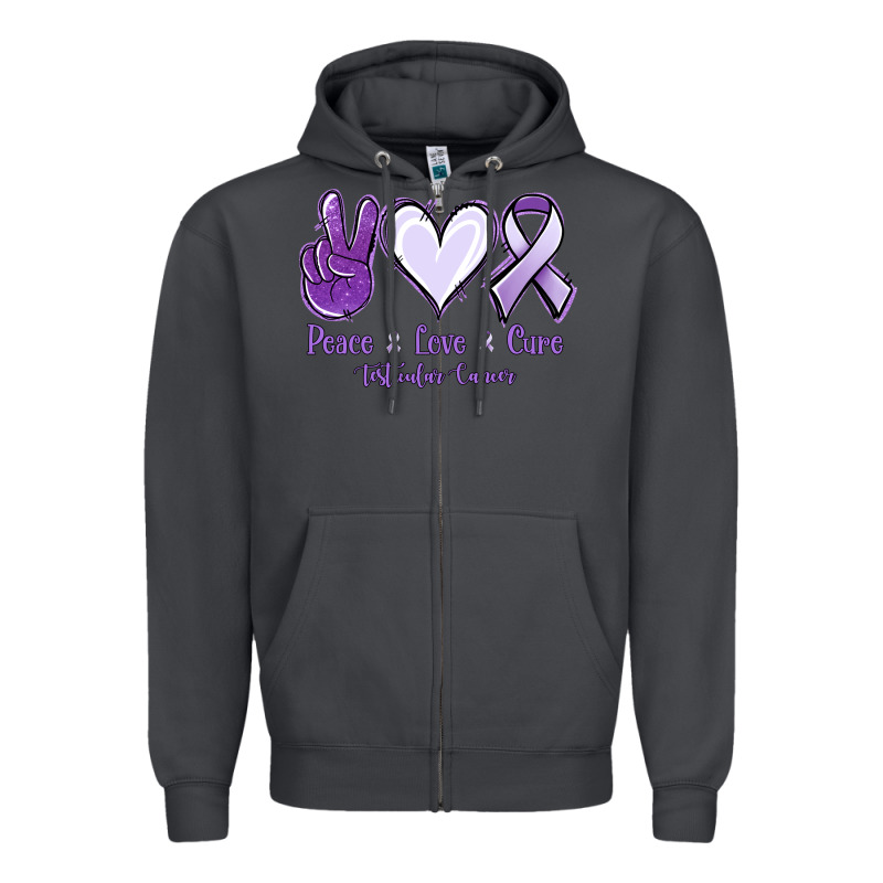 Peace Love Cure Testicular Cancer Zipper Hoodie by NancyCooperArtShop | Teevron