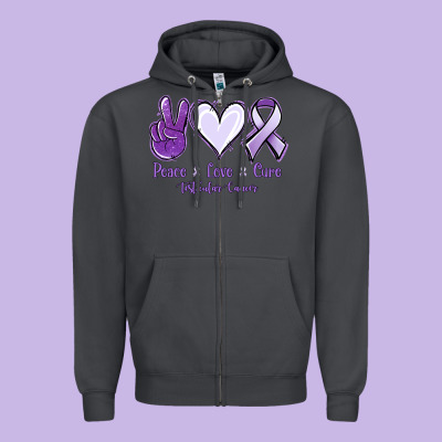Peace Love Cure Testicular Cancer Zipper Hoodie Designed By Nancycooperartshop