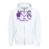 White Peace love cure Testicular Cancer Zipper Hoodie - NancyCooperArtShop