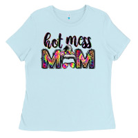 Baby Blue hot mess mom messy bun Ladies Tee - JahusDesignShop
