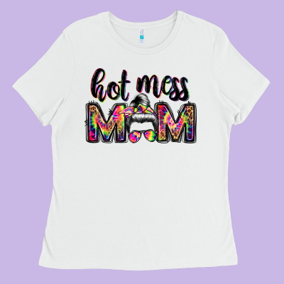 Hot Mess Mom Messy Bun Ladies Tee Designed By Jahusdesignshop