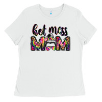 White hot mess mom messy bun Ladies Tee - JahusDesignShop