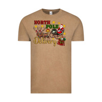Vintage Coffee North Pole Delivery Santa Sleigh Vintage Tee - Artiststas