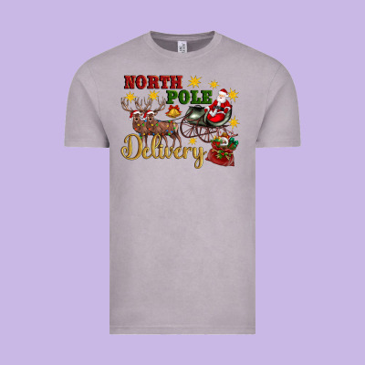 North Pole Delivery Santa Sleigh Vintage Tee Designed By Artiststas