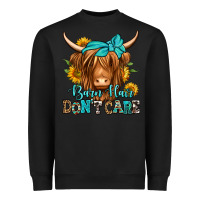Black barn hair don't care long haired cow Heavyweight Sweatshirt - Jasminsmagicworld