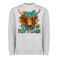 Heather Grey barn hair don't care long haired cow Heavyweight Sweatshirt - Jasminsmagicworld