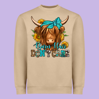 Barn Hair Don't Care Long Haired Cow Heavyweight Sweatshirt Designed By Jasminsmagicworld