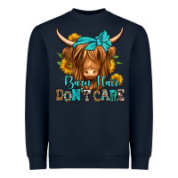 Navy barn hair don't care long haired cow Heavyweight Sweatshirt - Jasminsmagicworld