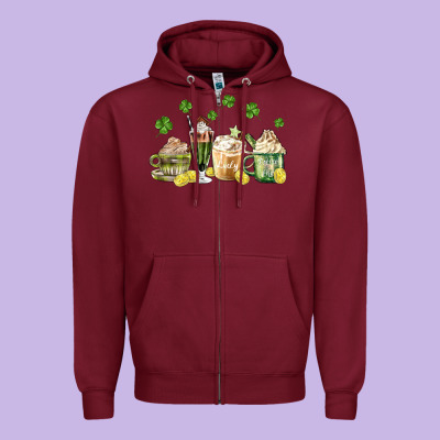 Patricks Day Coffee Zipper Hoodie Designed By Maliassmallbusiness
