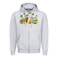 Heather Grey patricks day coffee Zipper Hoodie - MaliasSmallBusiness
