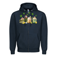 Navy patricks day coffee Zipper Hoodie - MaliasSmallBusiness