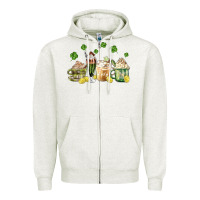 Oatmeal Heather patricks day coffee Zipper Hoodie - MaliasSmallBusiness