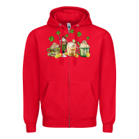 Red patricks day coffee Zipper Hoodie - MaliasSmallBusiness